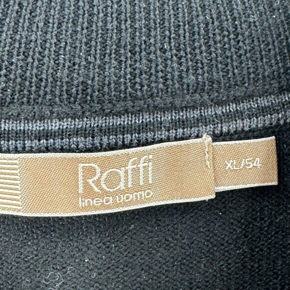 Raffi 100% Extra Fine Merino Wool Black Crew Neck Sweater Mens XL - Picture 4 of 6